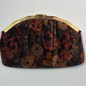 Vintage velveteen purse w gold strap and accents EVC